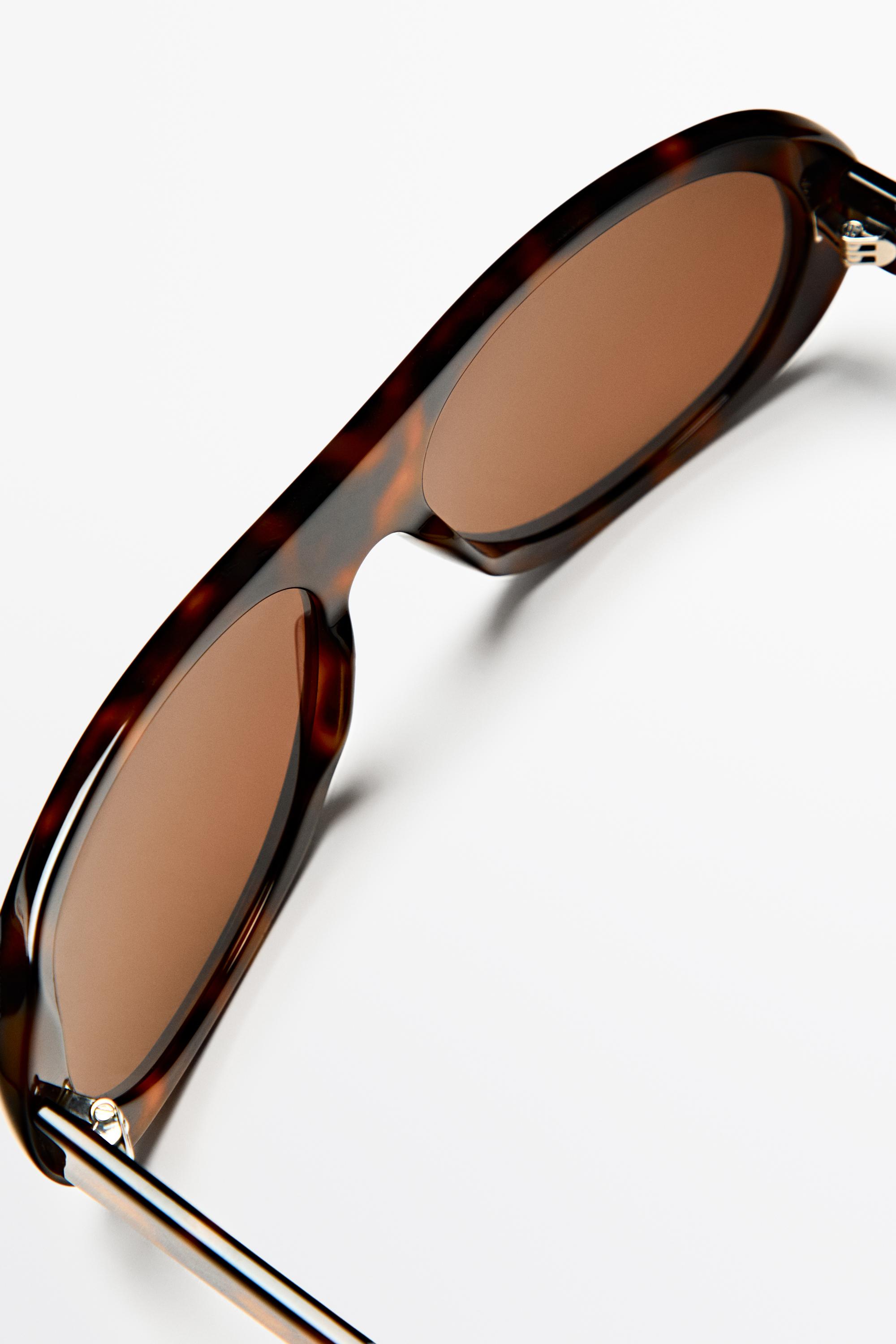 Lunettes de soleil ovales effet écaille
